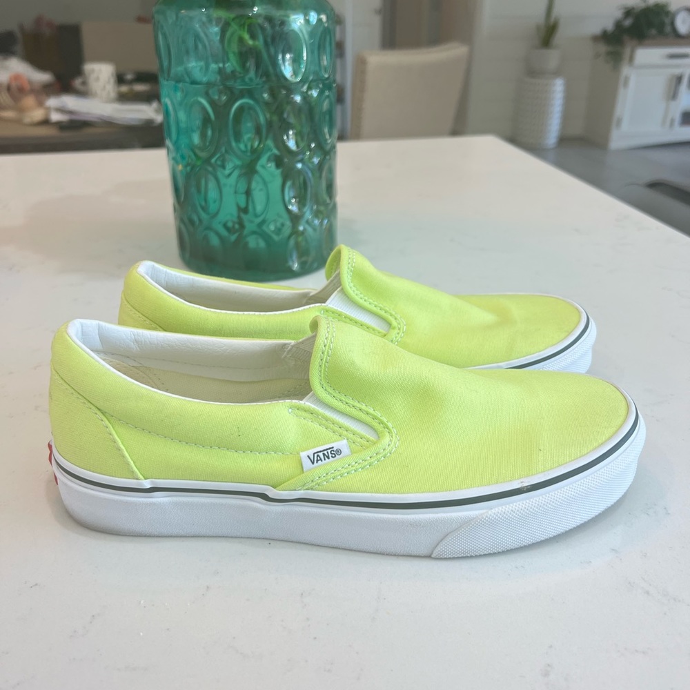 Vans neon yellow slip ons